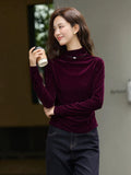 Velvet Ruched Mock-Neck Top