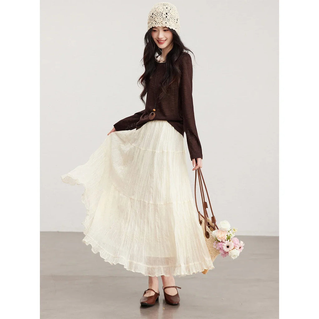 Tiered Ruffle Midi Skirt