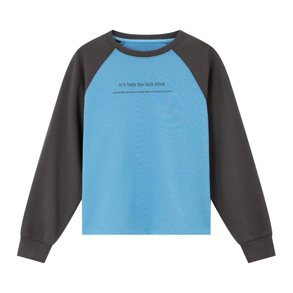 Contrast Raglan-Sleeve Sweatshirt
