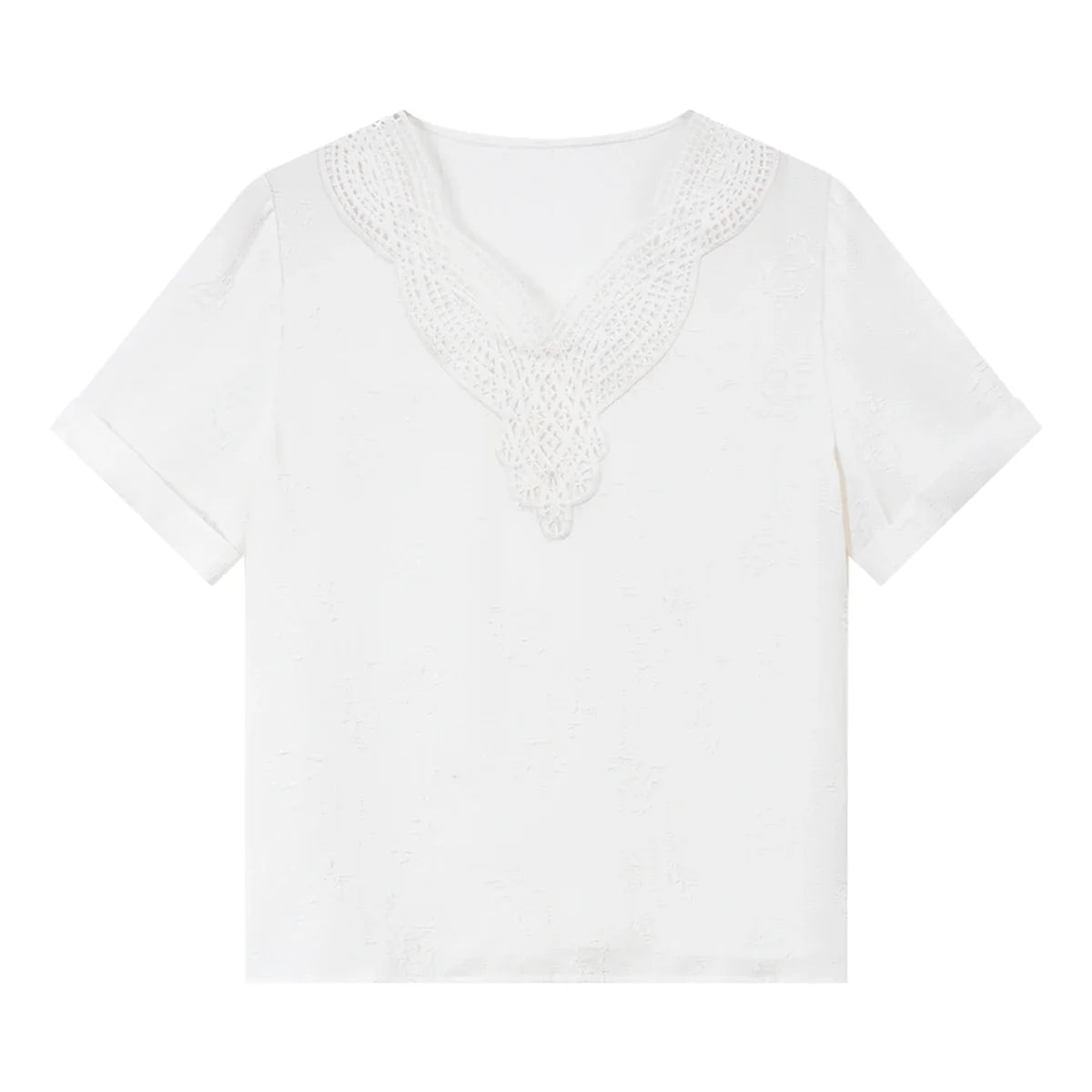 Lace-Trim V-Neck Tee