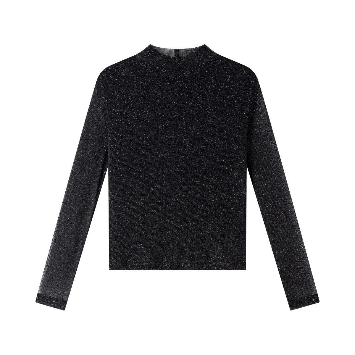 Shimmer Mock-Neck Long-Sleeve Top