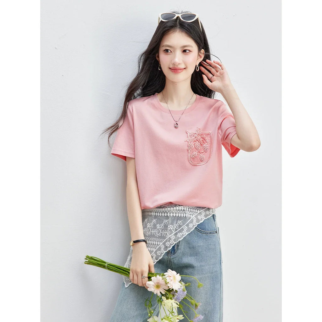 Crest-Embroidered Crew-Neck Tee