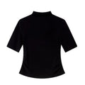 Ruched Mock-Neck Short-Sleeve Top