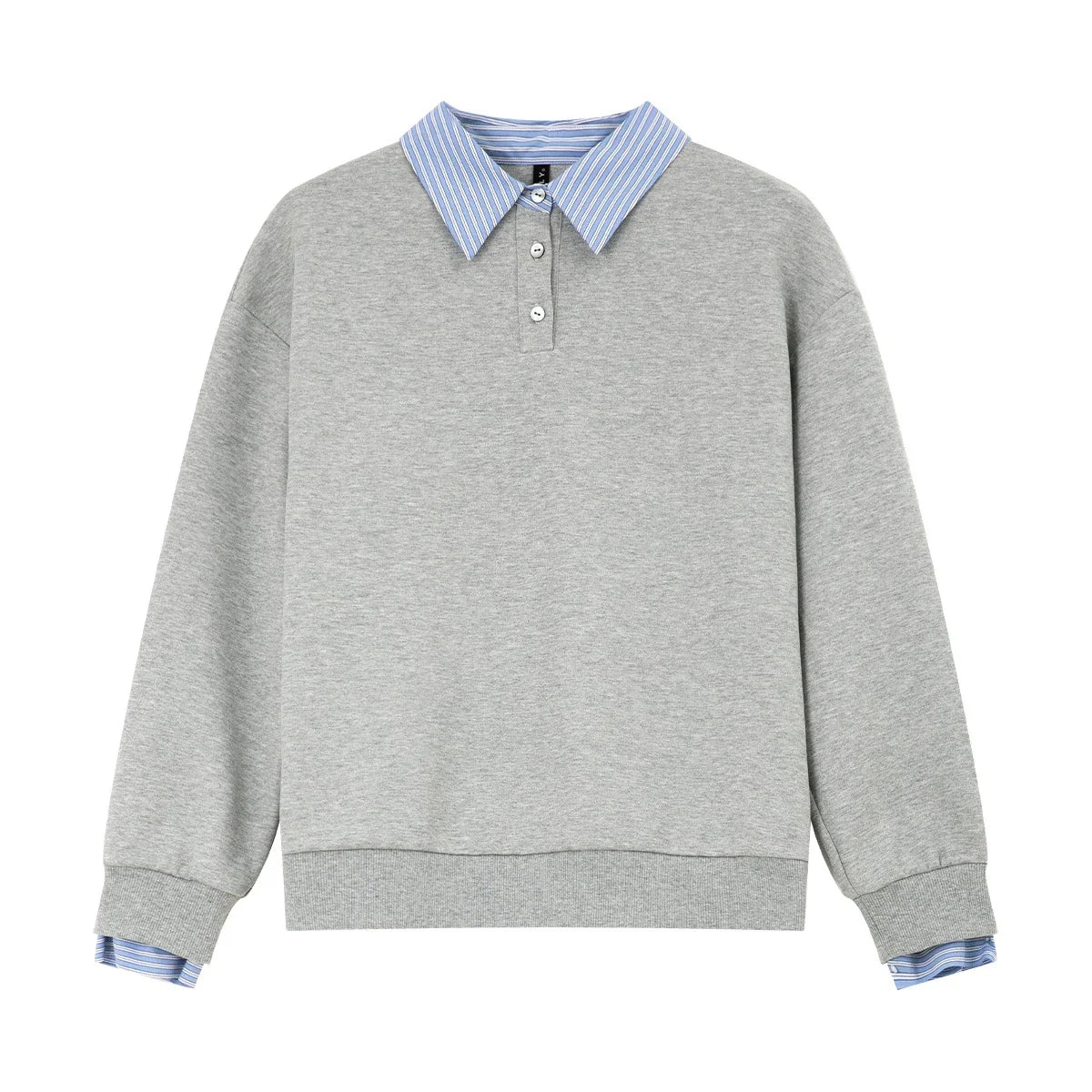 Layered Polo-Collar Sweatshirt