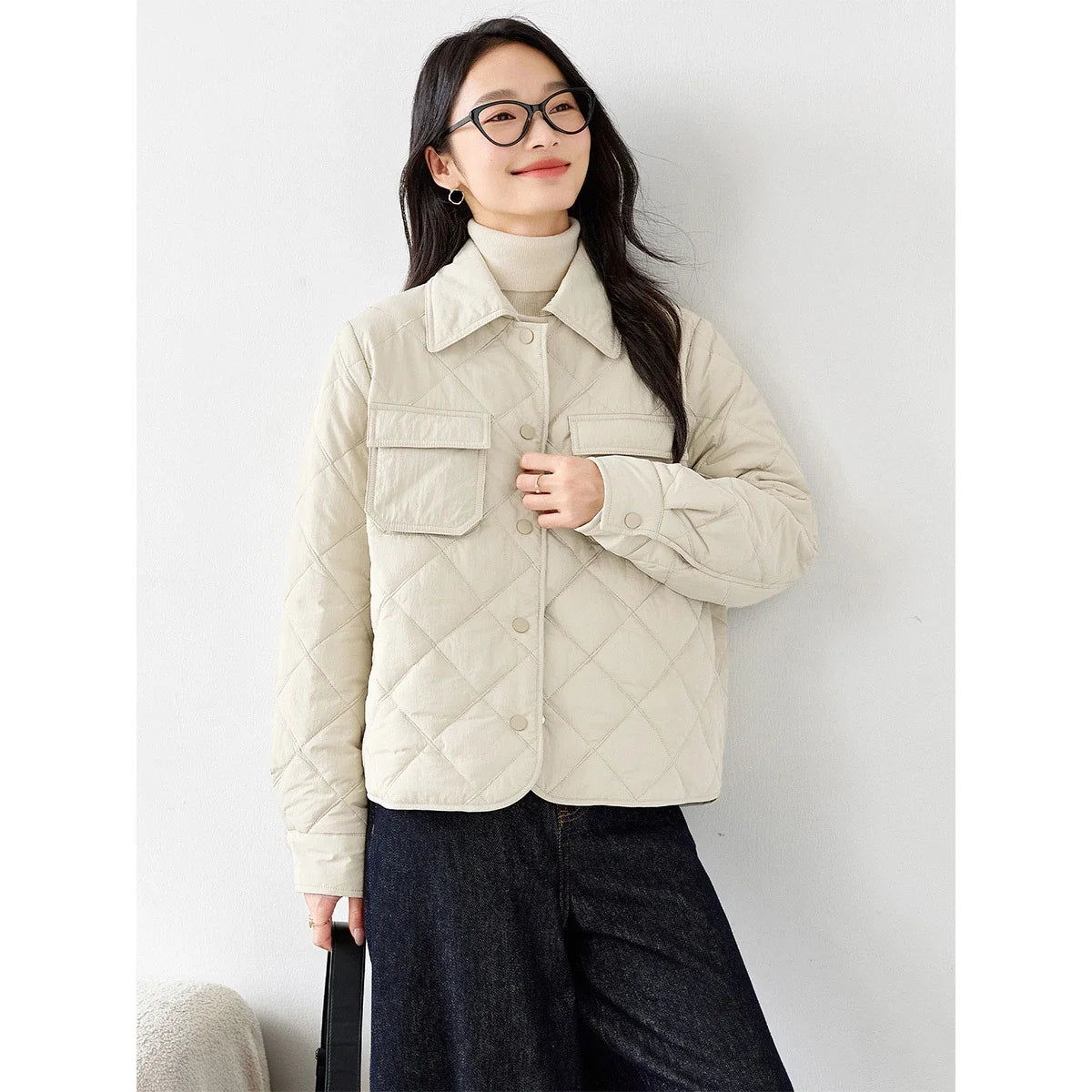 Diamond-Quilted Patch-Pocket Jacket