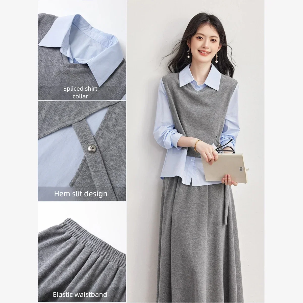 Layered Crop-Top and Pleated-Skirt Set