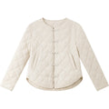Frog-Button Quilted Curved-Hem Jacket