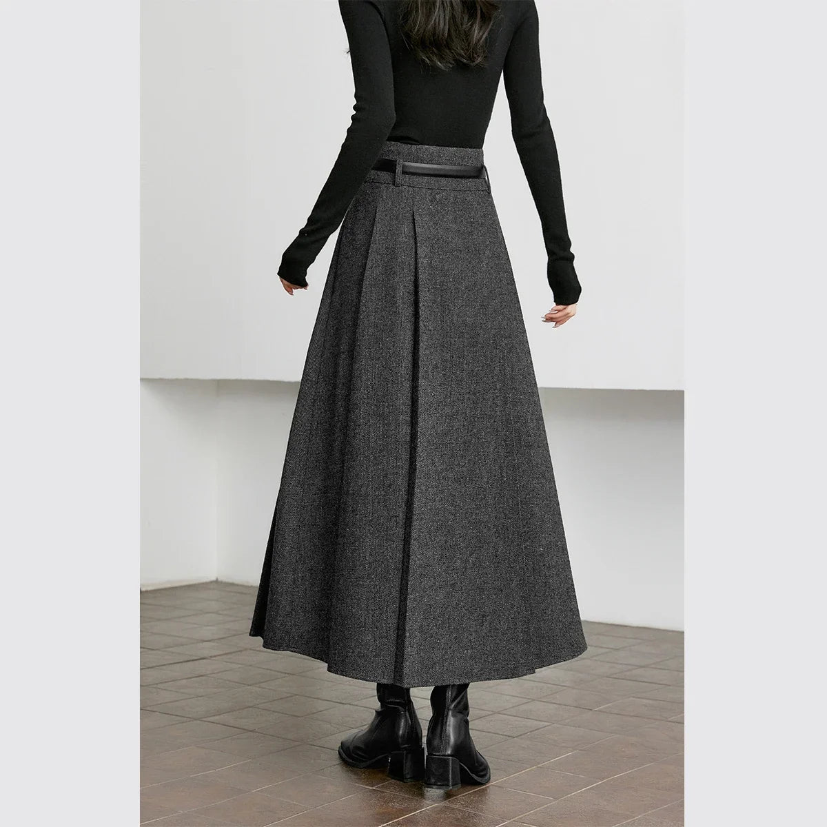 Box-Pleat Midi Skirt