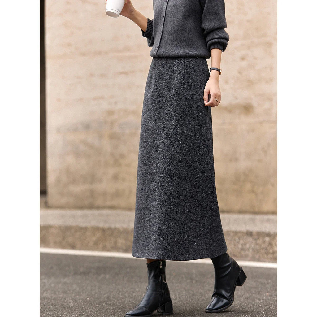 Glitter A-Line Midi Skirt