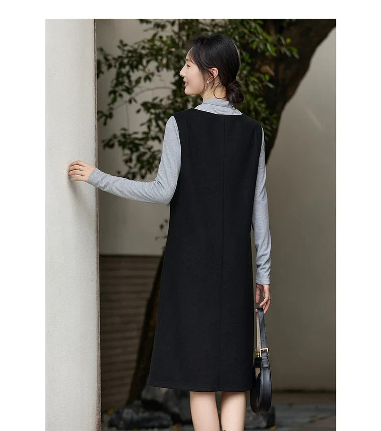 Layered V-Neck Shift Dress