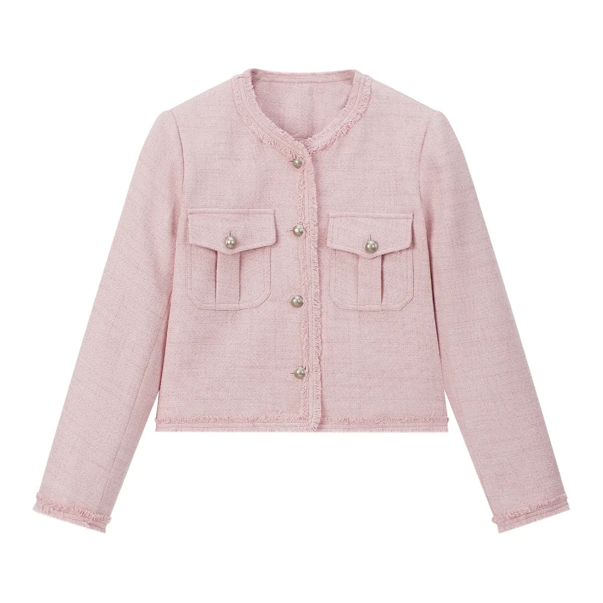 Frayed-Trim Cropped Jacket