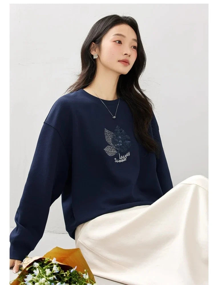 Botanical Embroidered Crew-Neck Sweatshirt