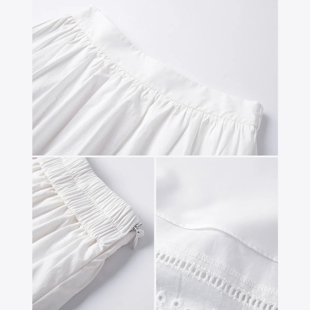 Lace-Hem A-Line Midi Skirt