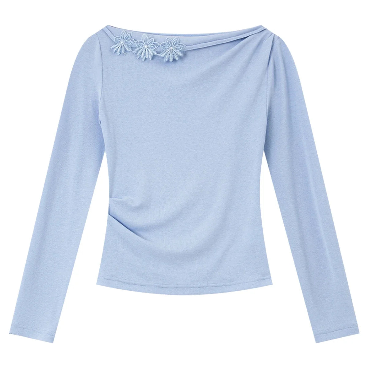 Floral Applique One-Shoulder Top
