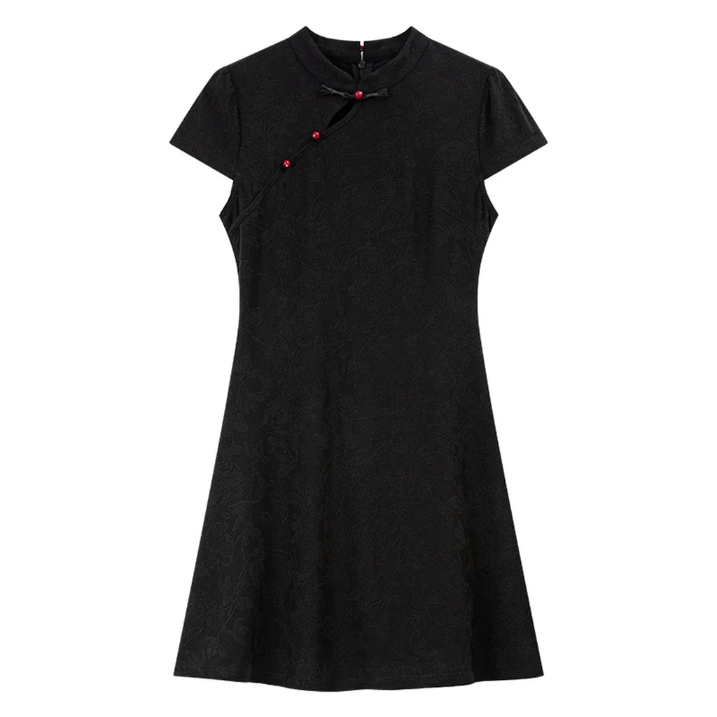 Frog-Button Mini Dress