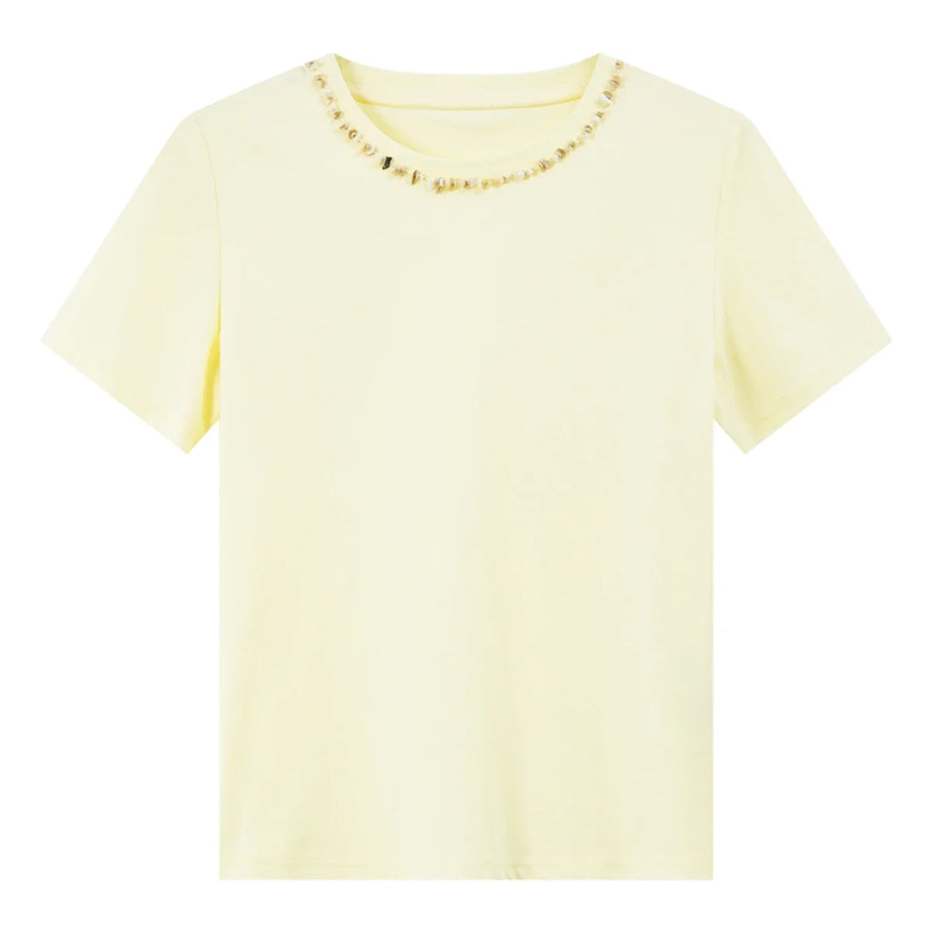 Beaded Crew-Neck Tee