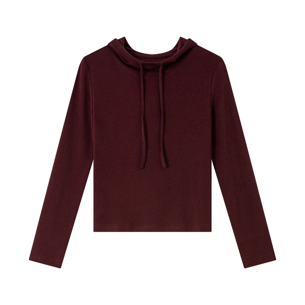 Drawstring-Neck Long-Sleeve Top