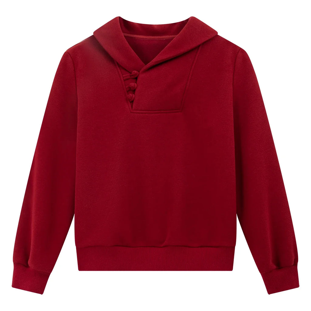 Toggle-Neck Hooded Sweatshirt