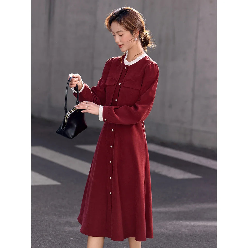 Belted Layered Midi Dress