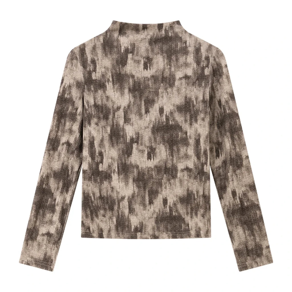 Abstract-Print Mock-Neck Top