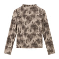 Abstract-Print Mock-Neck Top