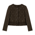 Jacquard Ruffle-Hem Cropped Jacket