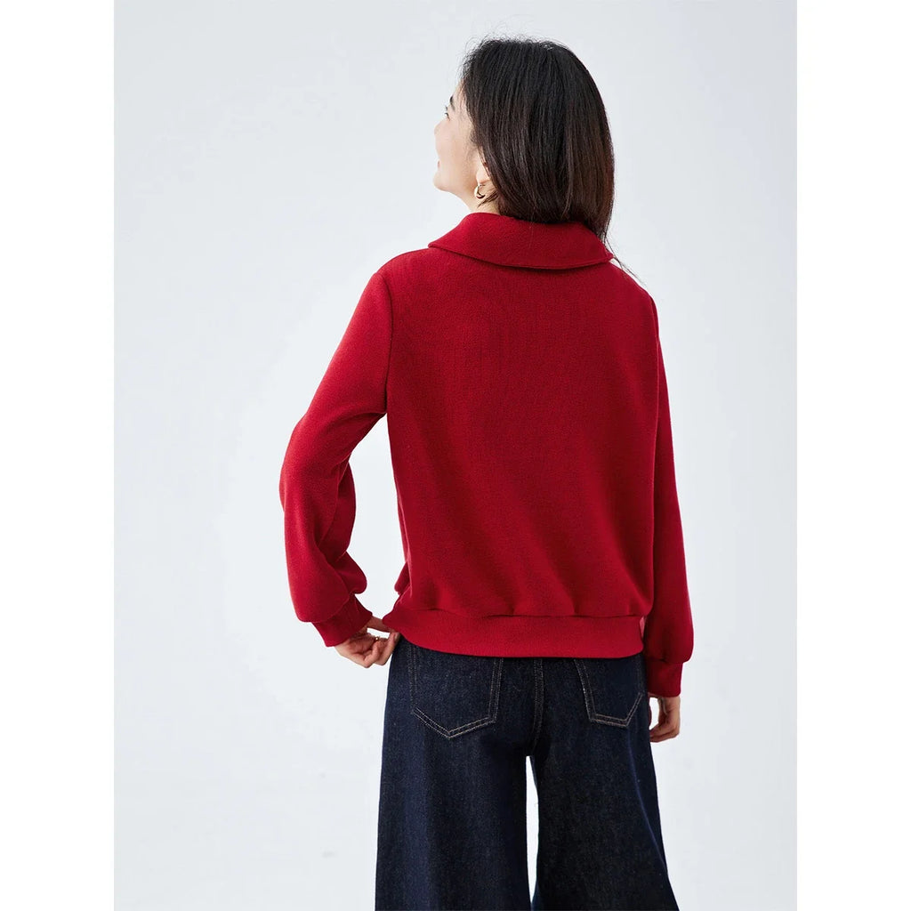 Toggle-Neck Hooded Sweatshirt
