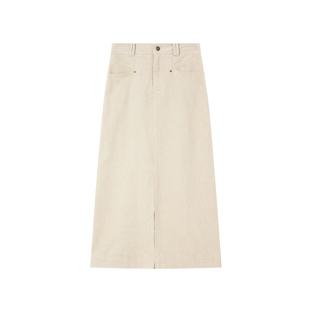 Straight Front-Slit Midi Skirt