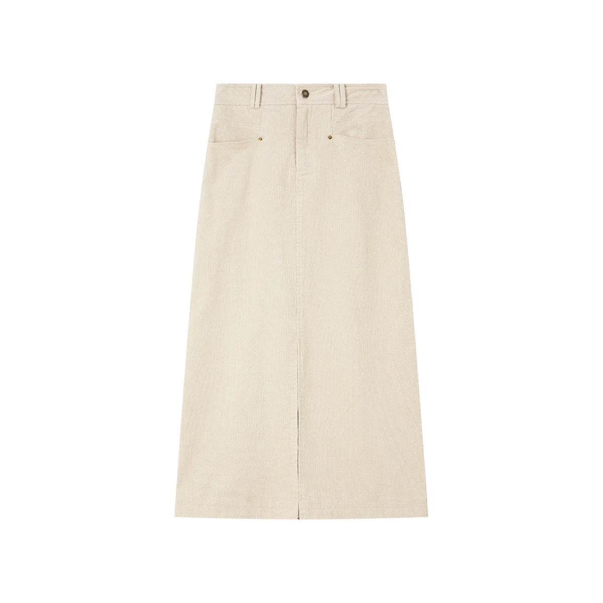Straight Front-Slit Midi Skirt