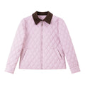 Contrast-Collar Quilted Zip Jacket