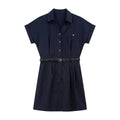 Belted Short-Sleeve Shirt Dress