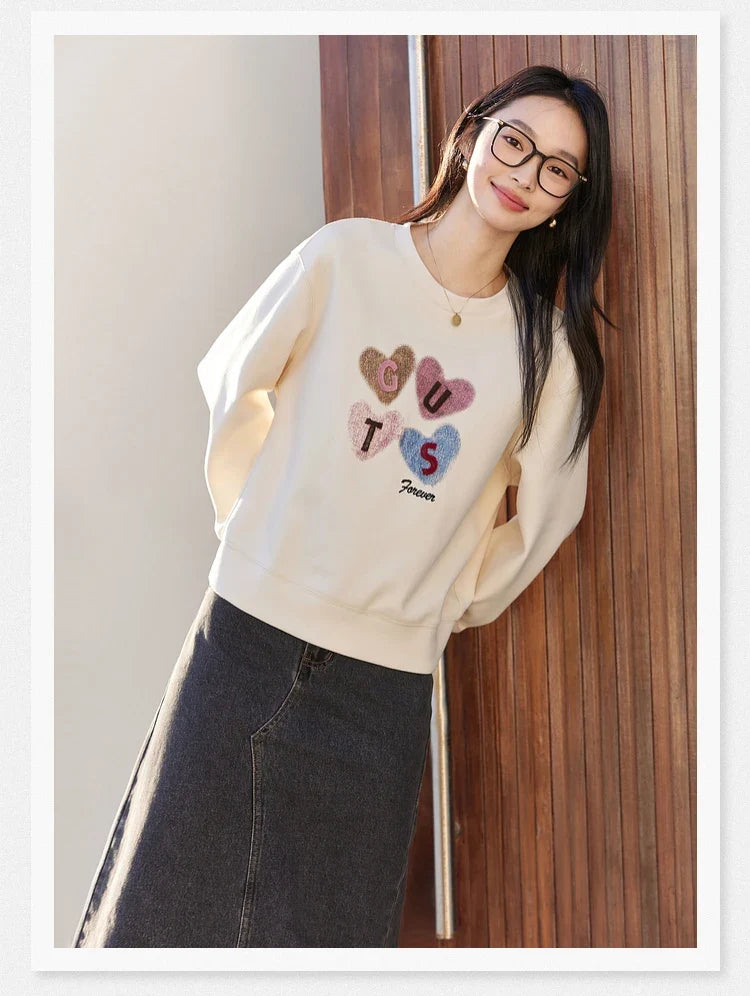 Letter-Applique Crew-Neck Sweatshirt