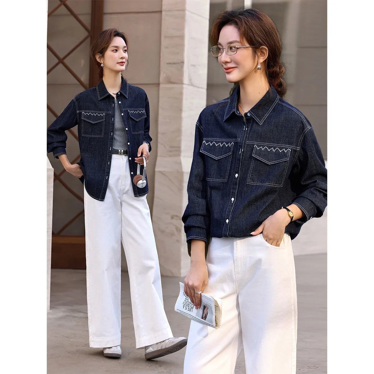 Embroidered Pocket Denim Shirt
