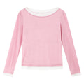 Layered Contrast-Neck Long-Sleeve Tee
