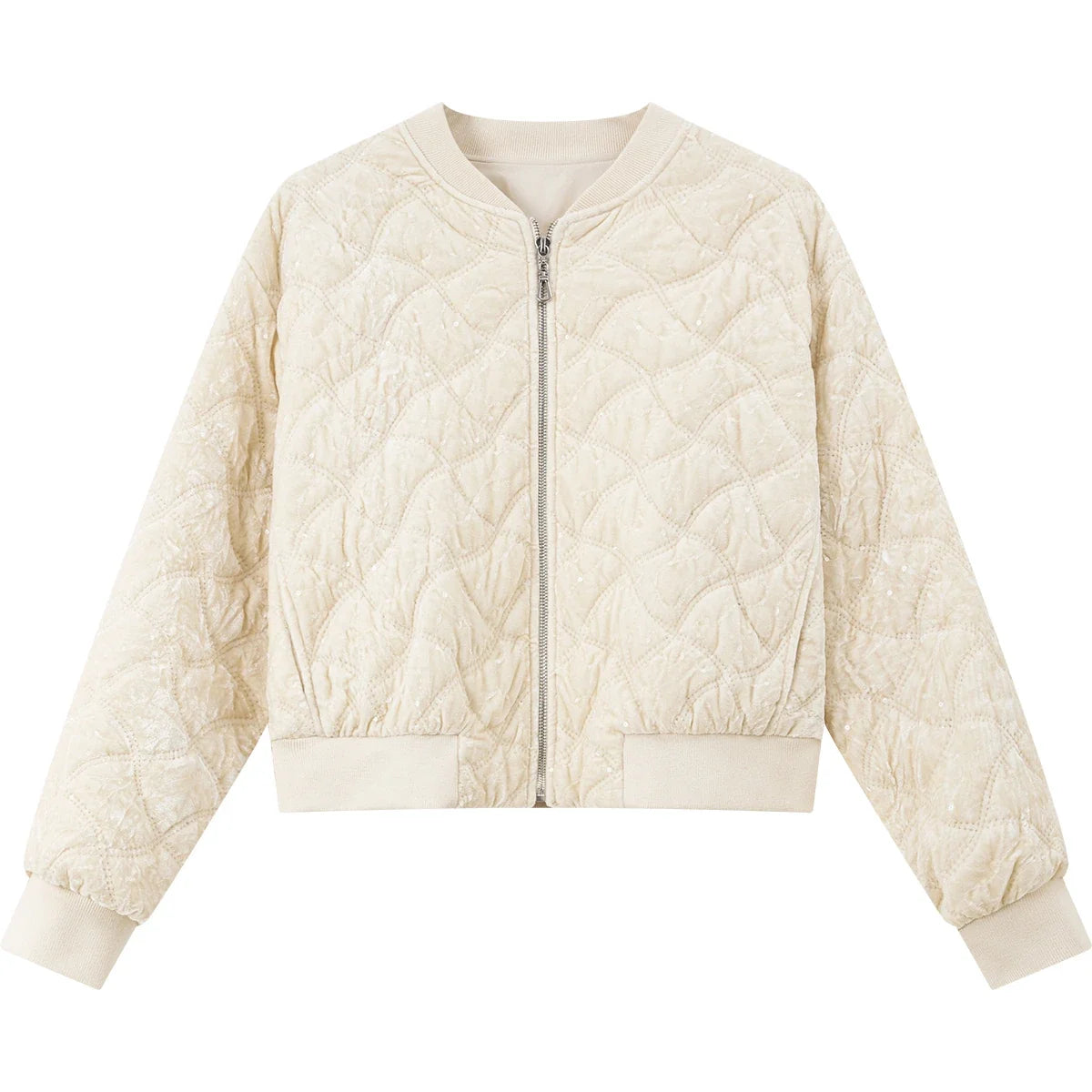 Quilted Zip-Front Bomber Jacket