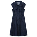 Sleeveless Belted Denim Shirt Dress