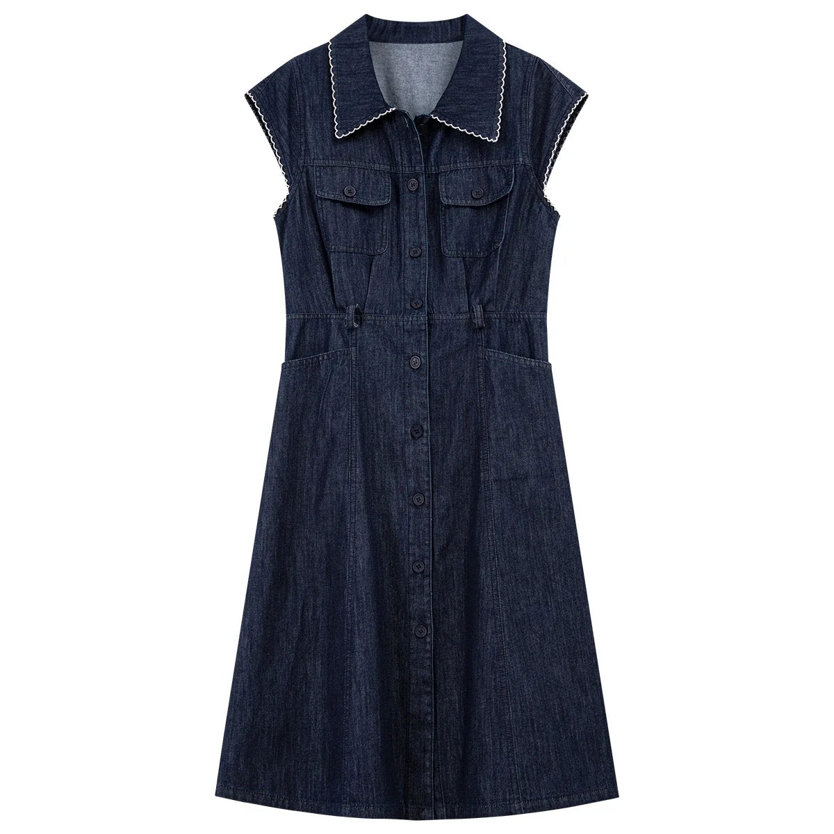 Sleeveless Belted Denim Shirt Dress