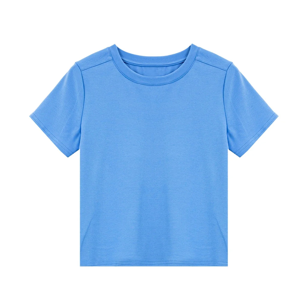 Minimal Cropped Crew-Neck Tee