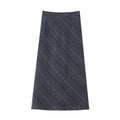 Windowpane Plaid Midi Skirt