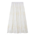 Embroidered Tiered Midi Skirt