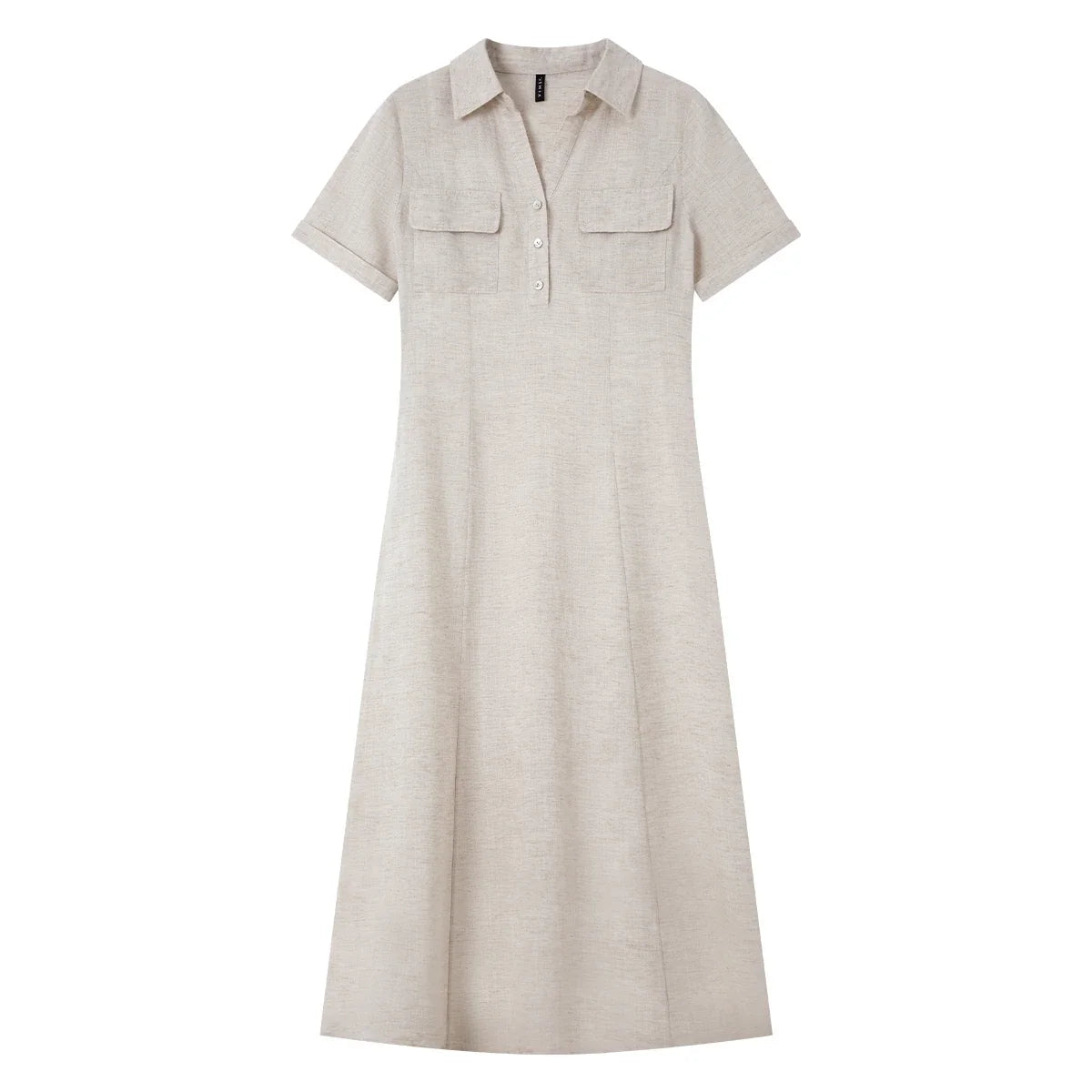 Belted Short-Sleeve Shirt Midi Dress