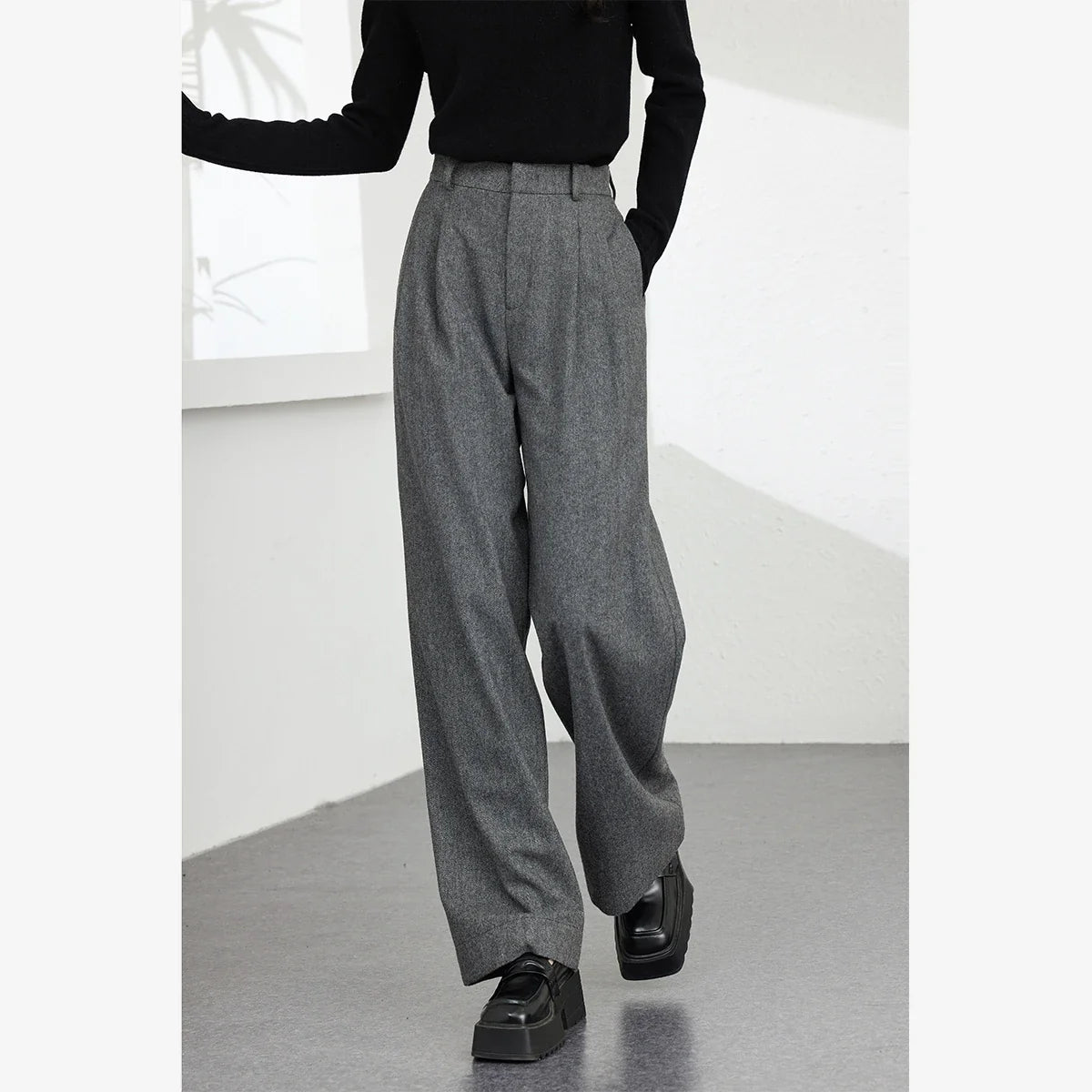 Pleat-Front Wide-Leg Trousers