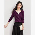 Lace-Trim Henley Long-Sleeve Top