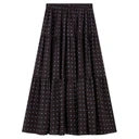 Women's Polka-Dot Tiered Midi Skirt Burgundy Dots