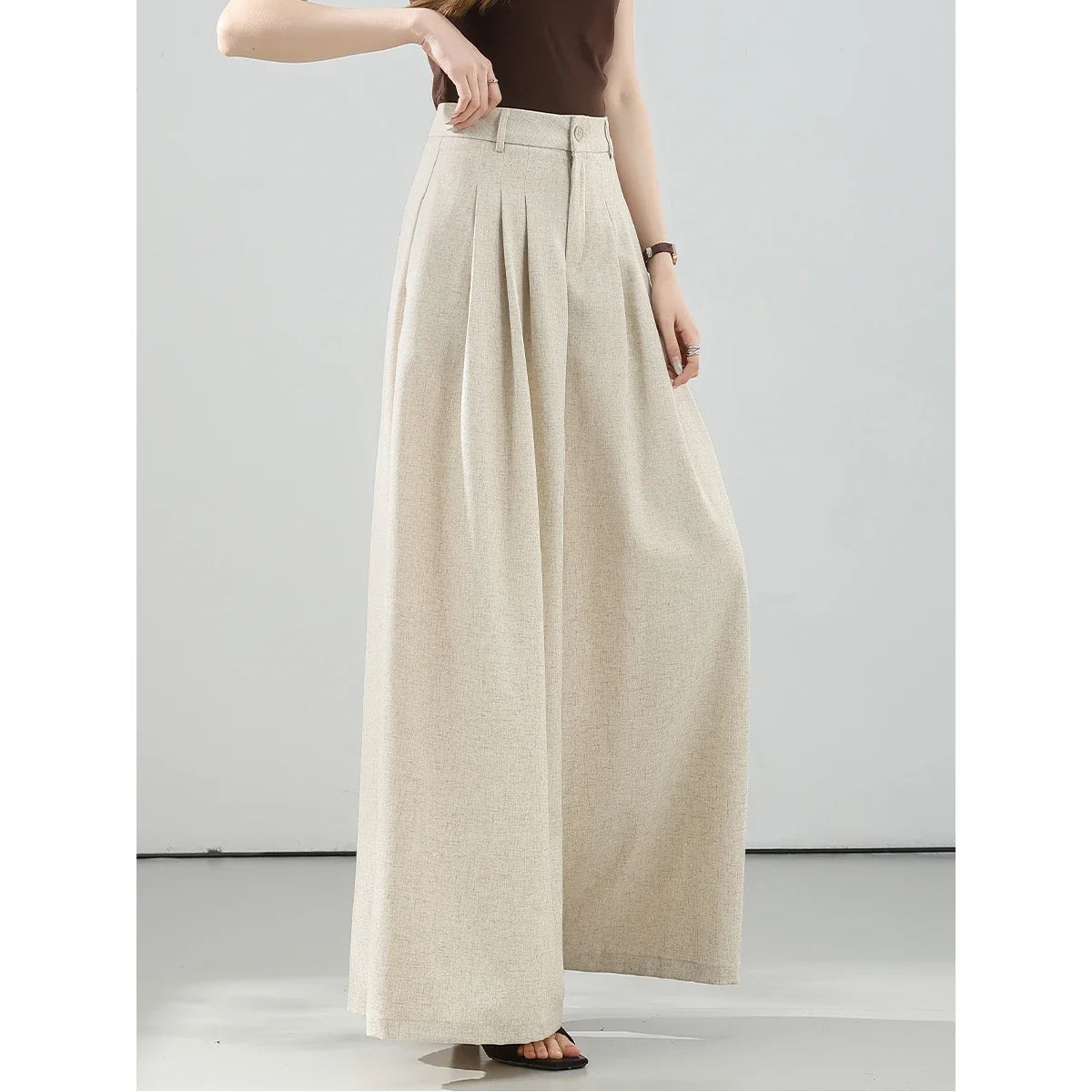 Box-Pleat Wide-Leg Trousers