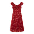 Floral Square-Neck Ruffle Midi Dress