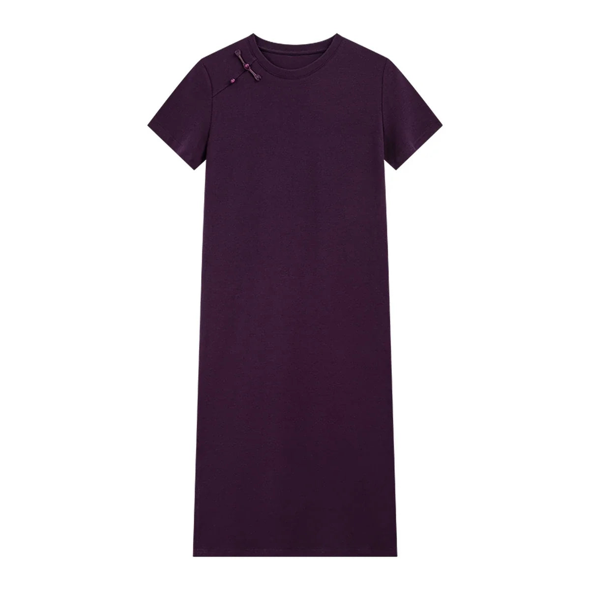 Frog-Button Slit-Hem Midi Dress