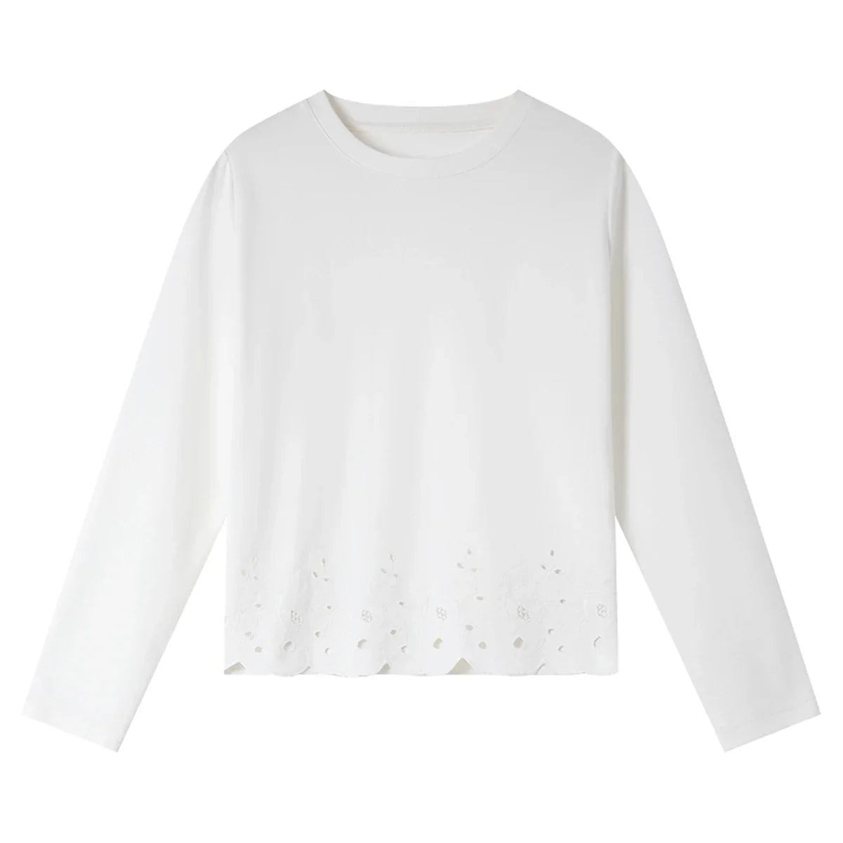 Eyelet-Hem Long-Sleeve Tee