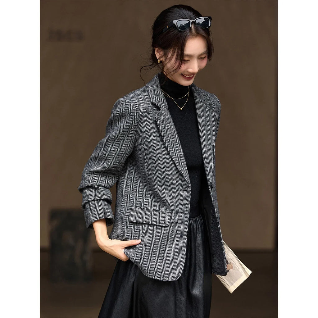 Single-Button Marled Blazer