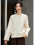Frog-Button Crew-Neck Sweatshirt
